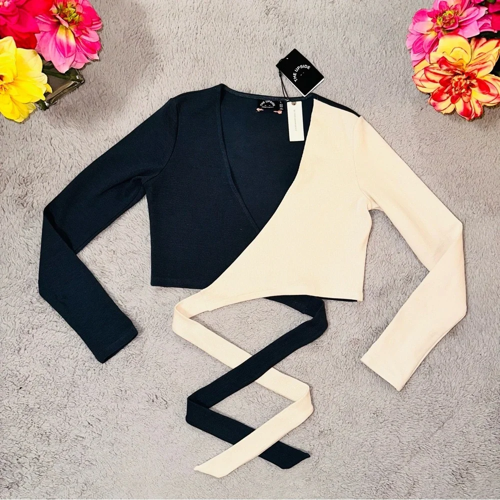 Anthropologie the Luna Kyra wrap top denim color - Picture 8 of 17